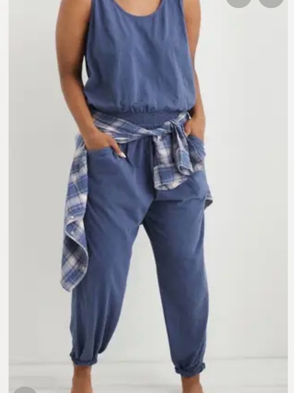 Aerie Blue Every Day Jumpsuit with Elastic Waist